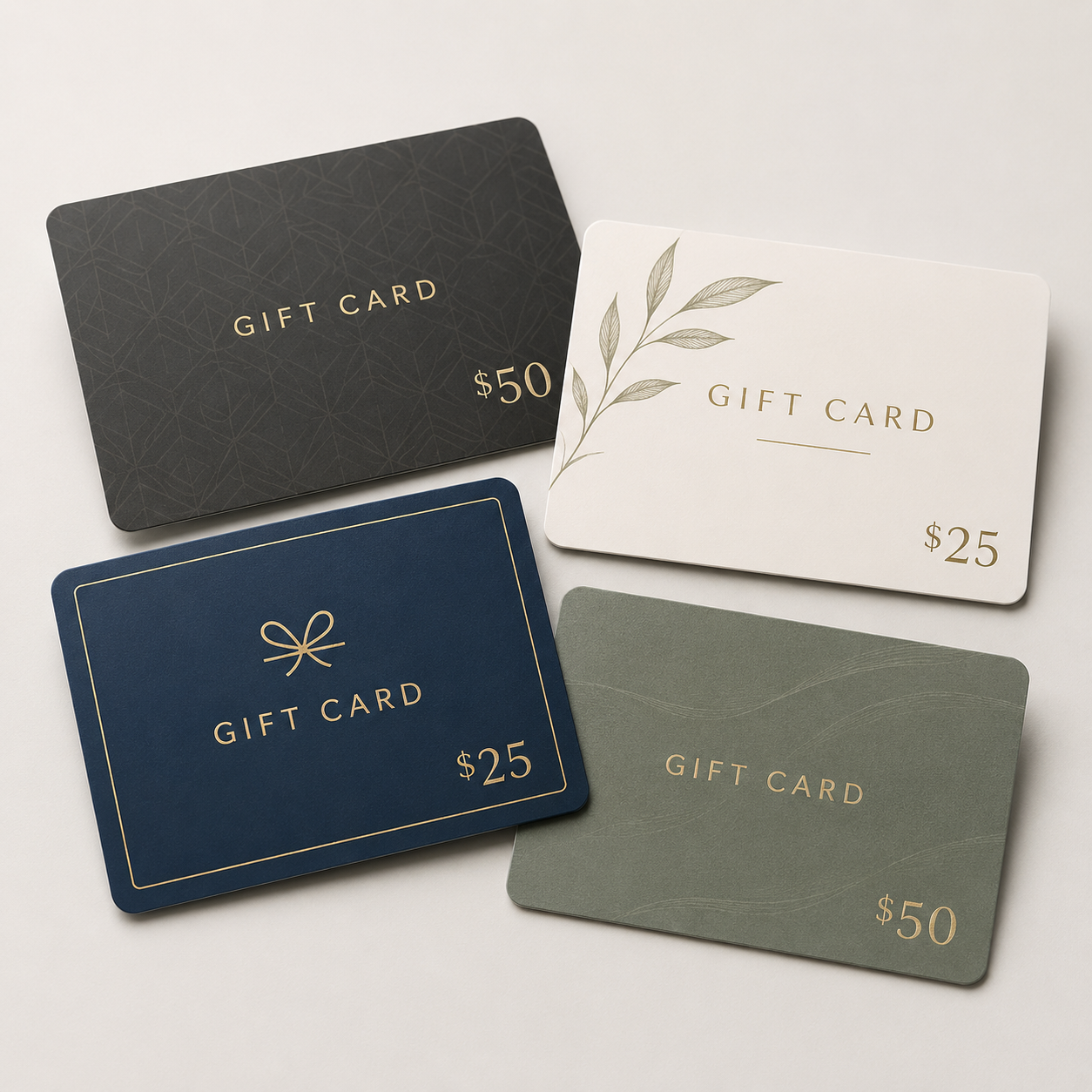 Gift cards in various denominations